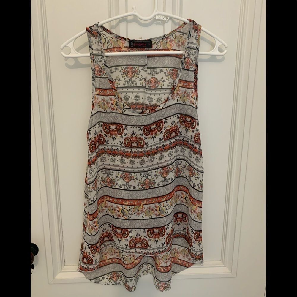 Annabelle Floral Red yellow sheer tank small